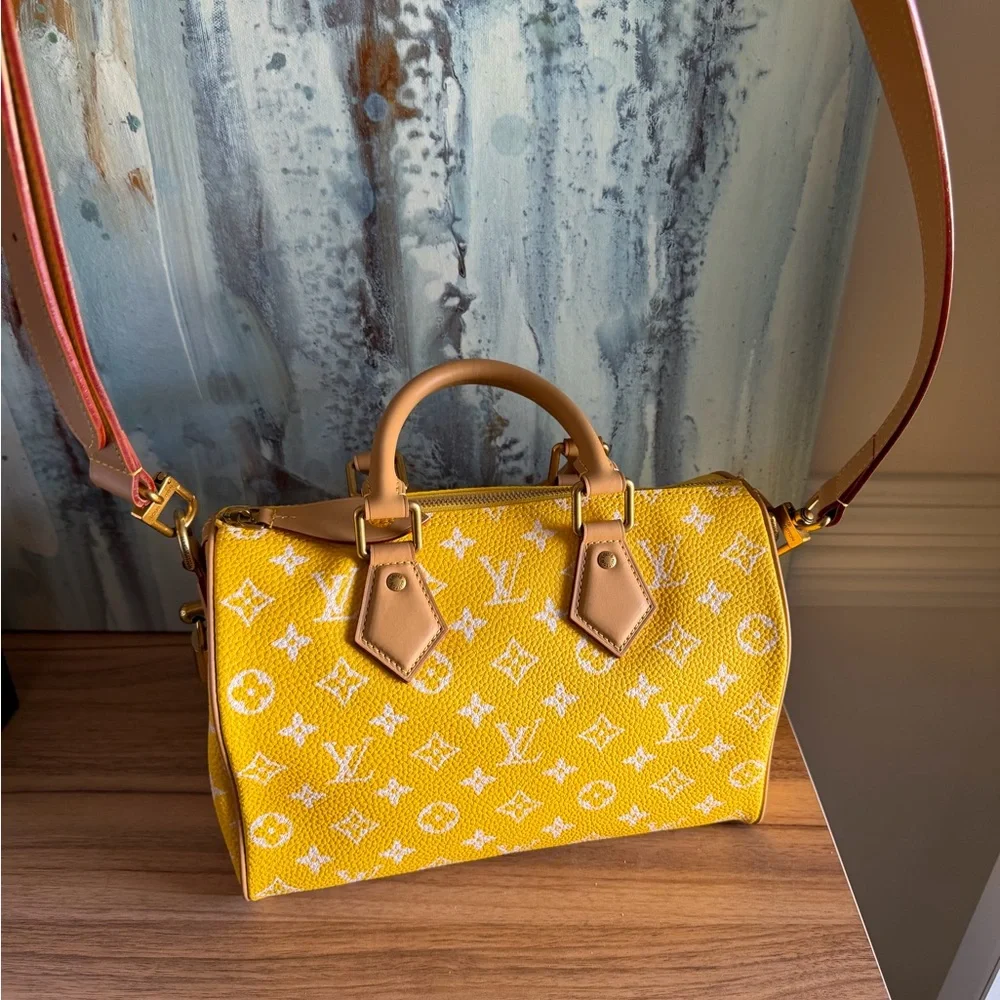 Louis Vuitton Yellow Monogram Mini Satchel with Natural Leather Trim - Picture 2 of 10